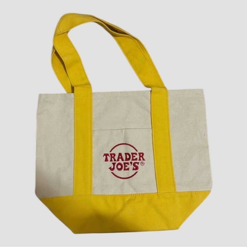 Trader Joe's Primary Yellow and White Mini Tote Viral Bag, Pastel, New with Tags